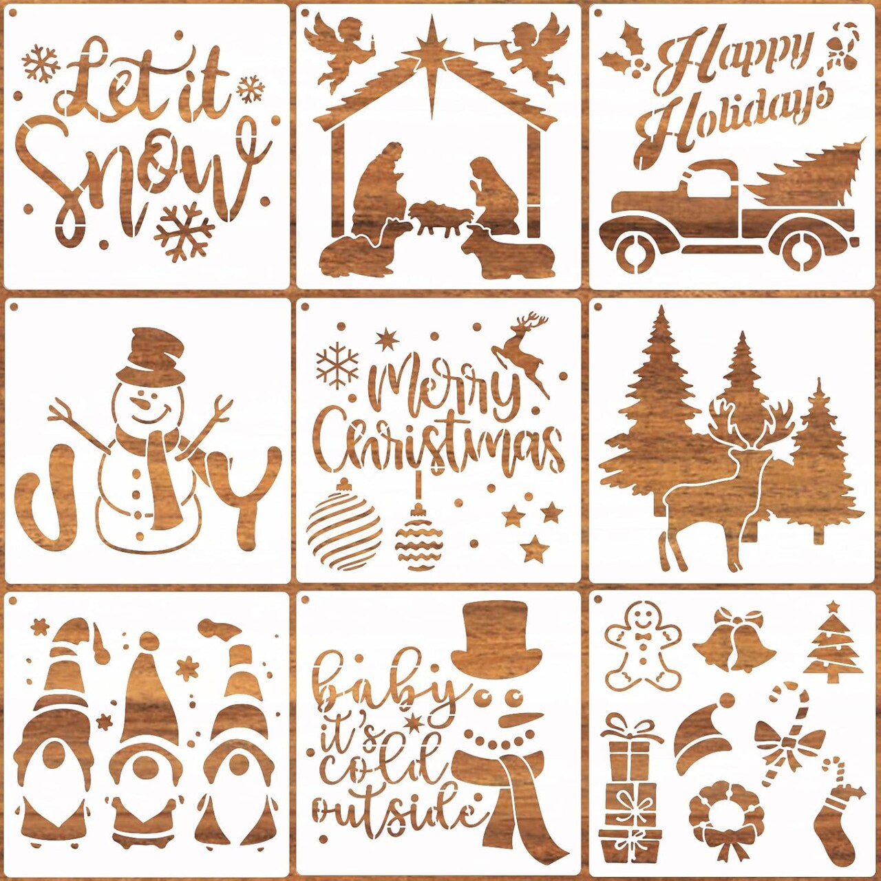 Christmas Stencils for Painting on Wood Walls Crafts Canvas 6"L x 6"W